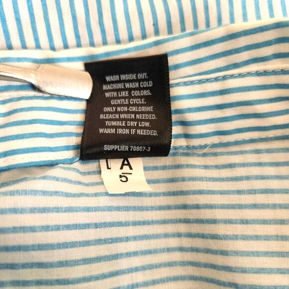 CITY STREETS White Blue Striped Shirt Dress Size S - Picture 6 of 7